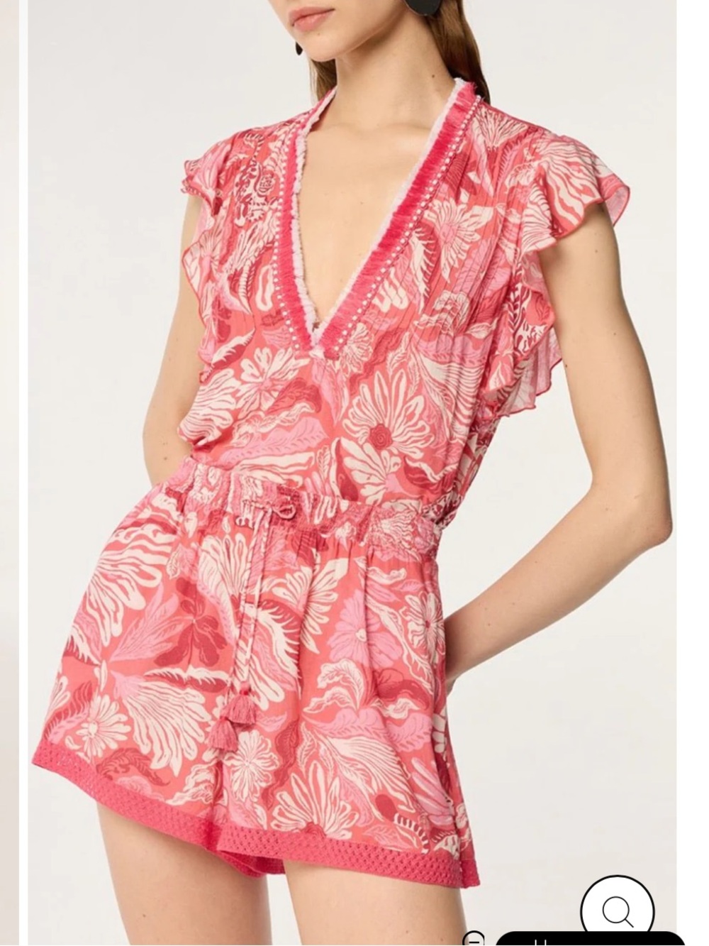Poupette St Barth SHORT JUMPSUIT SASHA - PINK TIGER LILY